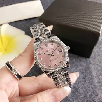 Korean-style business women's trendy fashion neutral watch round diamond large dial women's watch diamond steel band women's watch