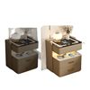Smart Bedside Table 2024 New Style Simple Modern Solid Wood Installation-Free Bedroom Home Multi-Functional Slate Bedside Table