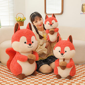 New style greedy simulation little squirrel plush toy cute hand holding hazelnut little squirrel pillow soft cute squirrel doll