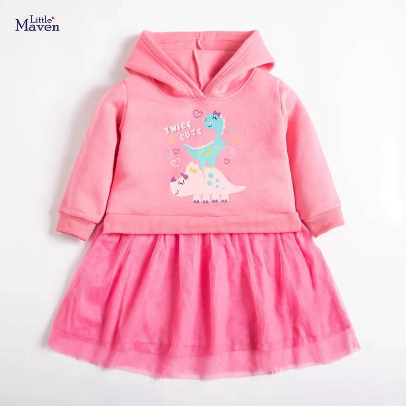 Winter Long-sleeve Kids' Dress, Girls' Casual Fleece-lined Dress