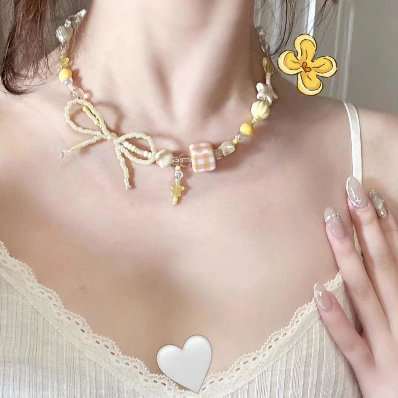 夏季芭乐~森系小清新芭乐串珠项链女小众高颜值甜美可爱锁骨链