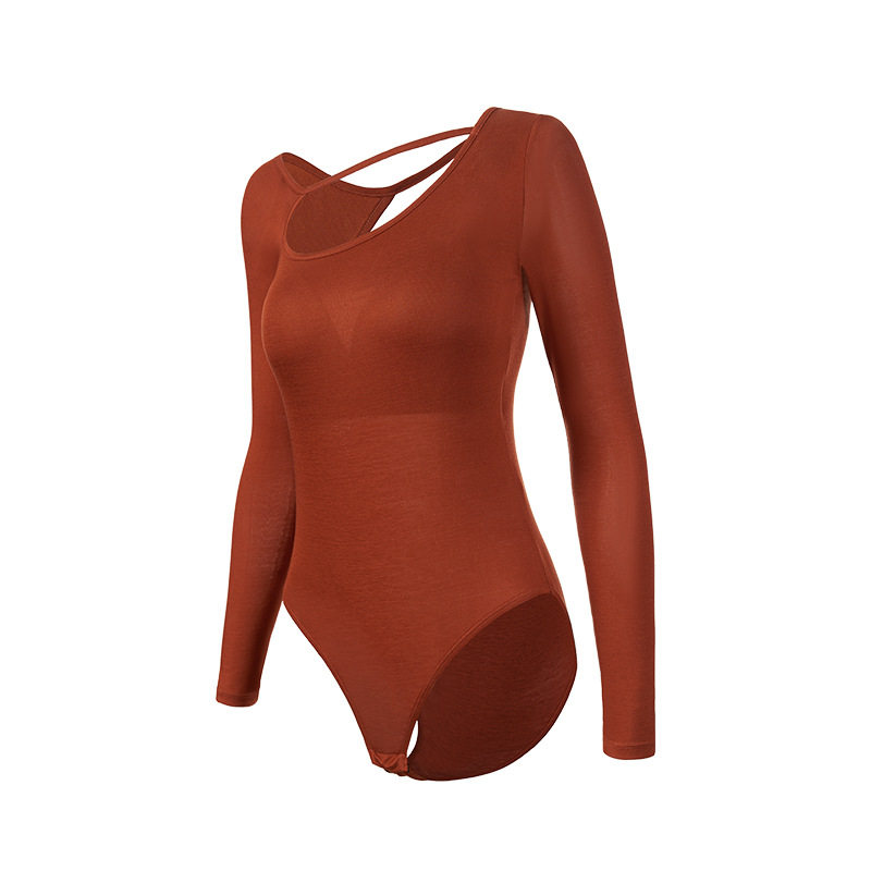 New Lyocell Sexy Hot Girl Off-Shoulder Strap Pad Tie Top Solid Color Sports Fitness Yoga Bodysuit