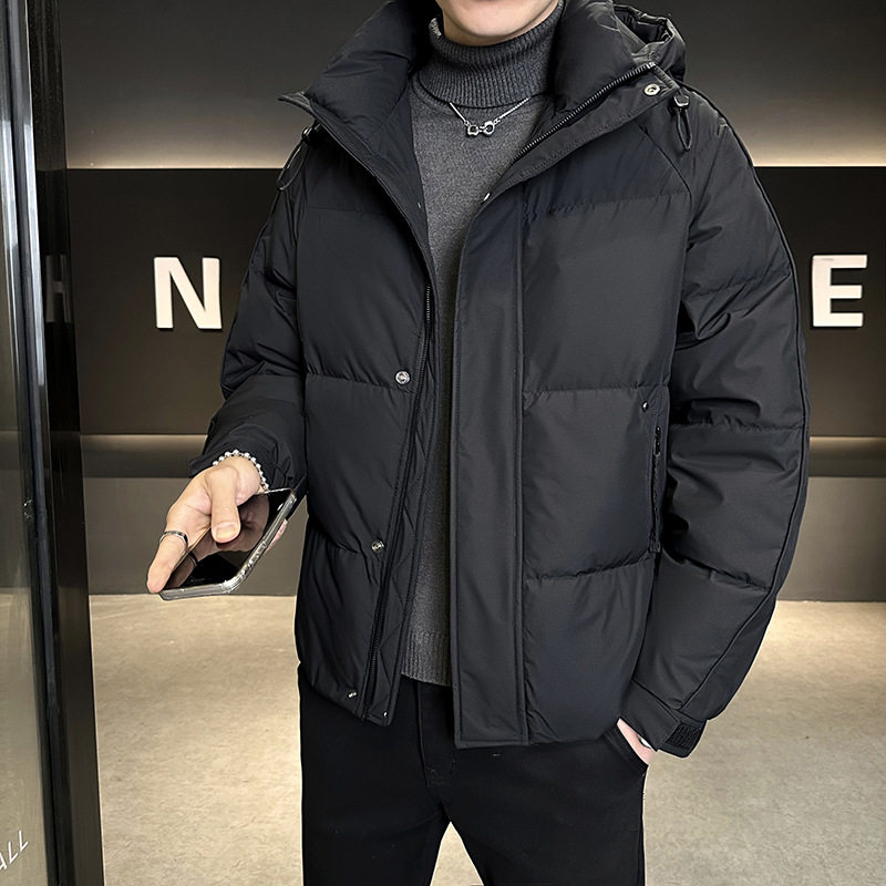 Fashion Trend Hooded down Jacket Men's 2025 Winter New Men's Simple Versatile Thickened Casual Coat Men