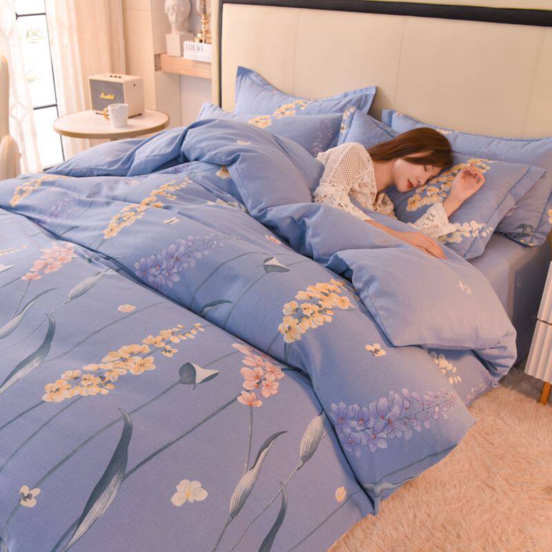 Thickened Cotton 4-Piece Set Pure Cotton Ecological Brushed Four-Piece Set Autumn and Winter High-End Four-Season Twill Cotton Three-Piece Set Ld