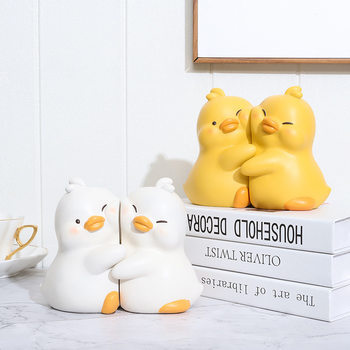 Resin Cute Bookend Yellow Duck Sticker Home Study Desktop Ornaments Living Room Wine Cabinet Bedroom Decorations Ornaments