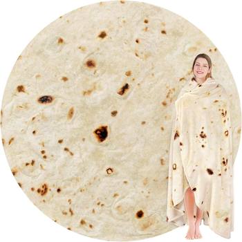 Digital Printing Mexican Burrito Funny Food Blanket Wholesale Cross-Border Hot Selling Large Cake Blanket Flannel