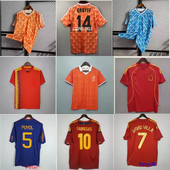 Retro Jersey Football Uniform Netherlands Spain Team Uniform Cruyff Van Basten Robben Bergkamp Jersey