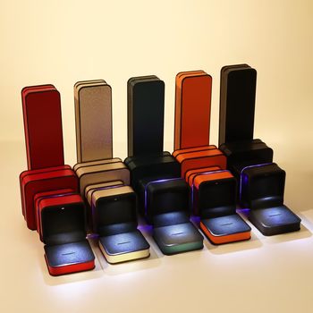 Rounded Leather Jewelry Box with Light, Ring and Earrings Storage Box, Pendant Bracelet Necklace Box, Jewelry Box
