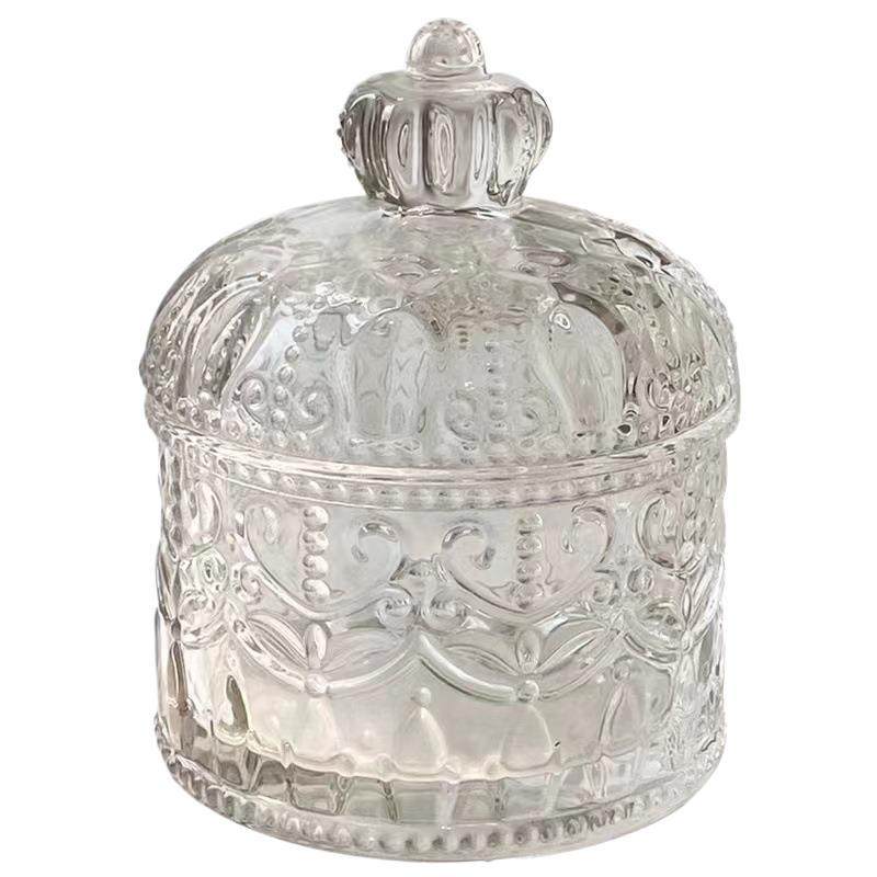 Glass Jewelry Box Candy Jar Cotton Swab Cartridge Case Ashtray Scented Tea Jar Storage Box Storage Jar