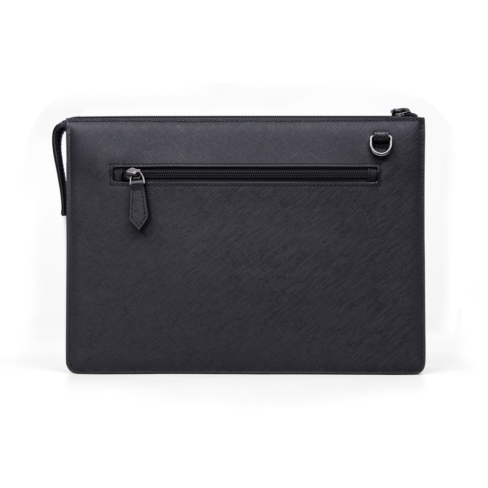 Túi clutch nam cầm tay da vân chữ thập cỡ trung đựng điện thoại và tài liệu