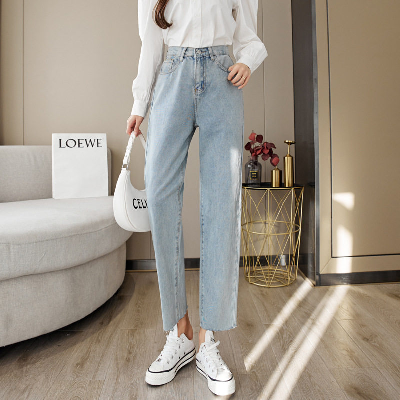 Womens High Waisted Loose Fit Straight Leg Jeans Spring Korean Style Slimming Casual Harem Pants Wholesale Available