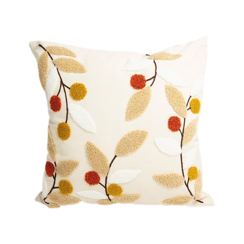 Wreath Branch Pillowcase, Fresh Towel Embroidered Sofa Cushion, Lumbar Pillow, Bay Window Bedside Pillow
