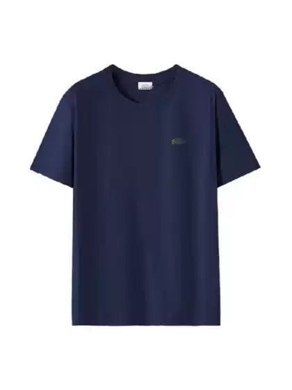 Cross-Border Lac French Small Fish Logo Trendy Brand T-Shirt for Men, Pure Cotton Base Shirt, Short-Sleeve Inner Wear, Round Neck Top, Popular Foreign Trade Item