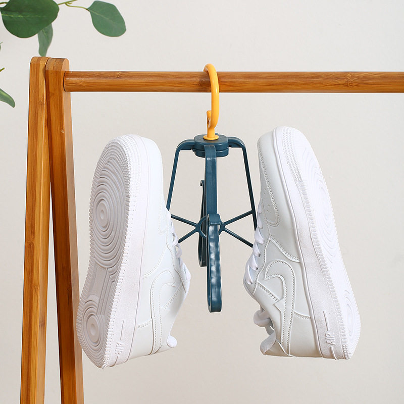 2023 Multifunctional Household Hook Shoe Rack for Drying Hats, Shoes, and Shoelaces, One Hook for Four Items, Rotating Shoe Rack, Foldable