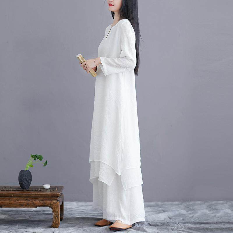 Ethnic Style Fashion Retro Cotton and Linen Two-Piece Set Sweet Fairy Literary Chinese Zen Ladies Tea Suit Set for Women