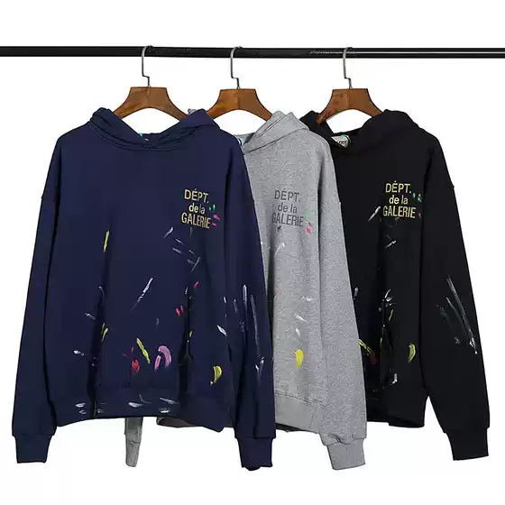 Cross-Border fashion brand GALLERY DEPT James splash-ink graffiti High Street hoodie men's and women's bf hooded sweater jacket
