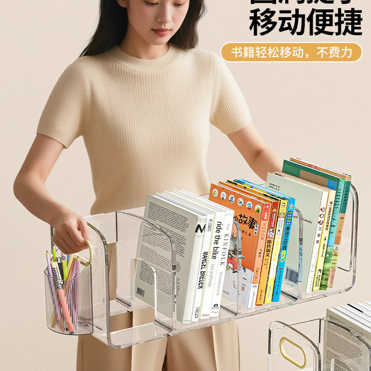 Transparent Book Stand Reading Rack Book Clip Desk Bookshelf Desktop Fixed Book Storage Partition Thickened Student Class