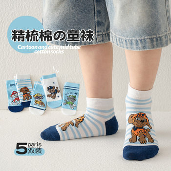Wang Wang team children's socks cotton spring and summer thin boys' baby socks medium and large children's girls children's boat socks tide