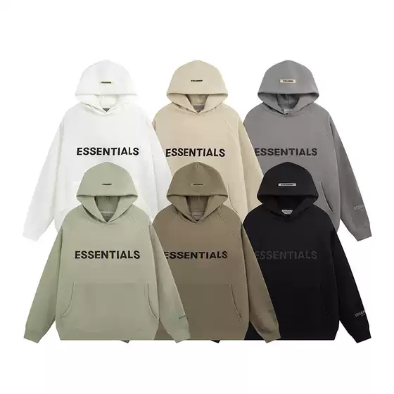 Cross-Border Export Fog Multi-Line Essentials Chest Logo Laminated Letter Jacket Men's Autumn and Winter Velvet Sweatshirt