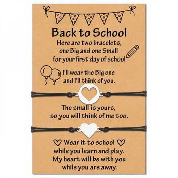 Kindergarten Opening Season Bracelet First Day Woven Parent-Child Bracelet Stainless Steel Hollow Heart Set Bracelet