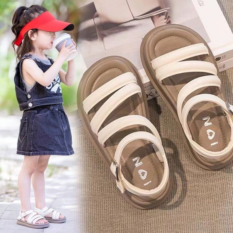 Children's Girls' Sandals Open Toe Elegant Summer New Fashion Korean Princess Student Cute All-match Western Style Sandals