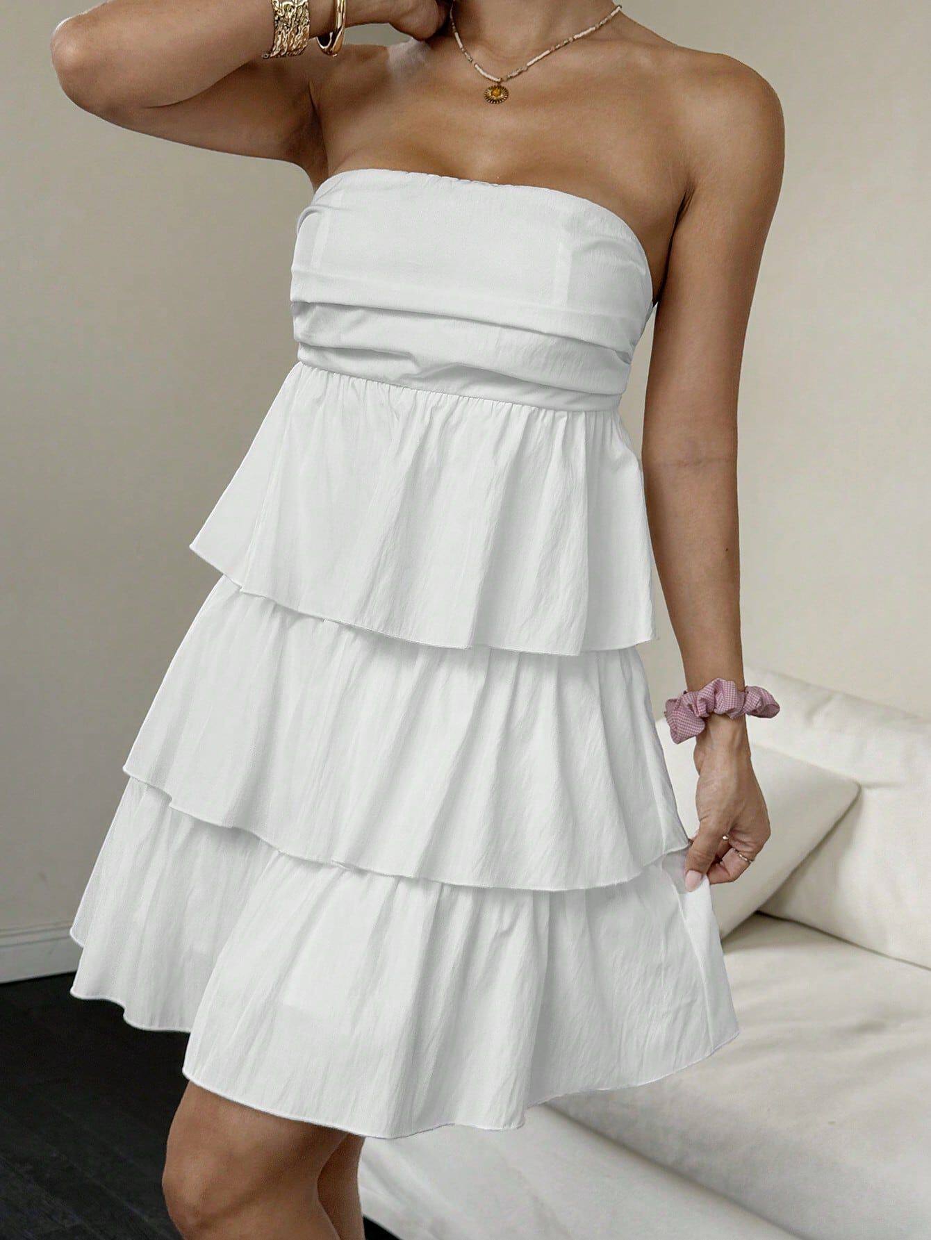 Strapless Layered Maxi Dress Summer Sexy Elegant Perfect for Parties and Events Ready to Ship