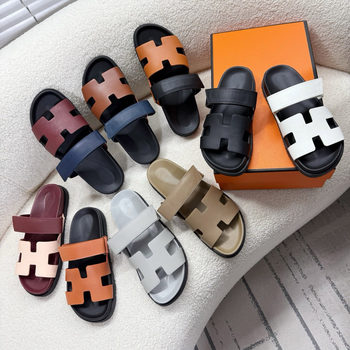 Guangzhou High Quality! Full Range of Colors, Erjiu Slippers, Women's Genuine Leather Velcro Couple's Flip-Flops