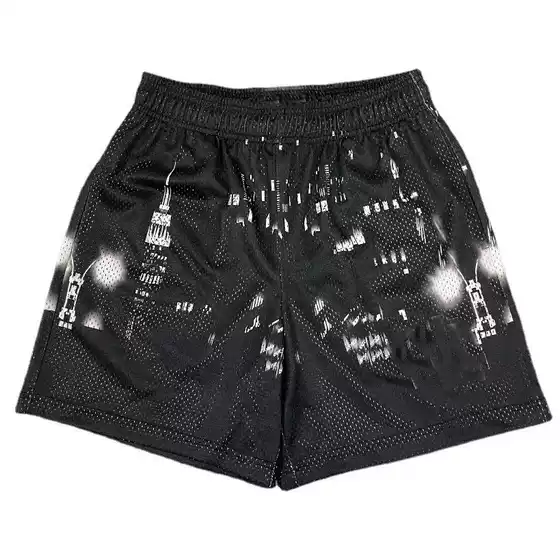American Style Fitness Shorts Men's Muscle Fitness Sports Quarterpants Mesh Breathable Loose Knee Cross-border Shorts