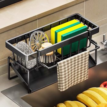 Kitchen Storage Rack Drying Cloth Spice Rack Household Sink Draining Basket Multifunctional Sponge Storage Rack