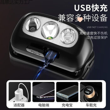 Headlamp Super Bright Long Life Rechargeable Head-Mounted Strong Light Induction Flashlight Night Fishing Lamp Long Life Lithium Battery