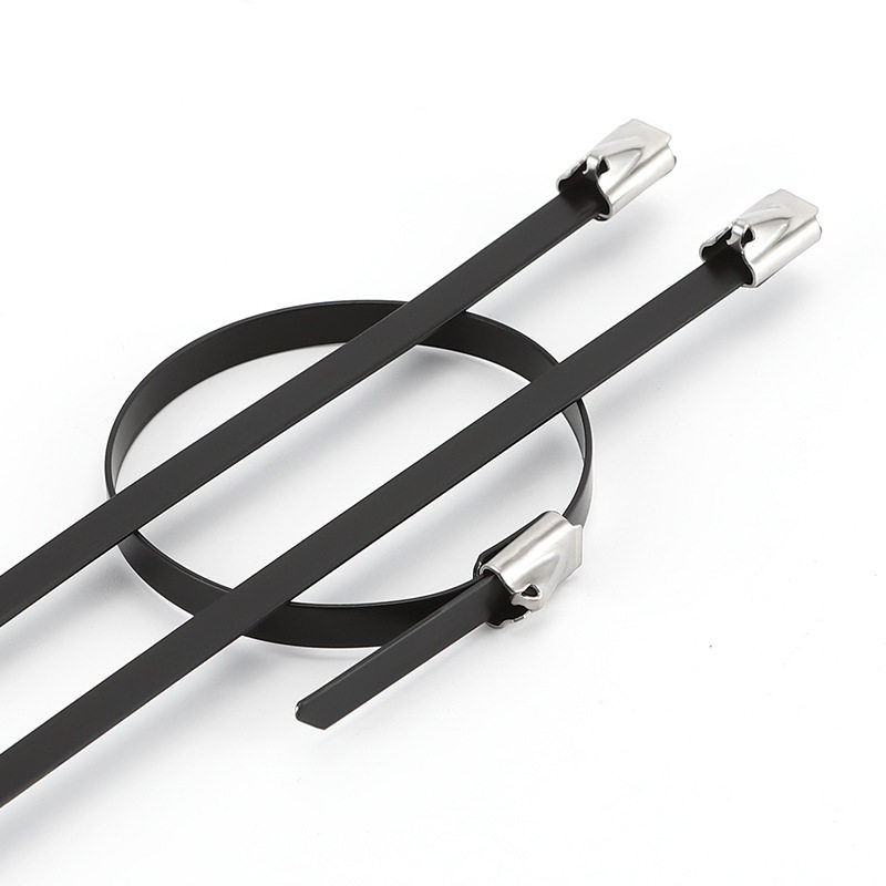 Plastic Coated 304 Stainless Steel Cable Tie 5.6*300mm Self-Locking Metal Marine Cable 316 Tightener 9*200mm