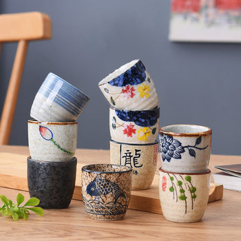Hand-colored wine glass Japanese-style ceramic sake small wine glass wine pot warm wine cup wine dispenser underglaze color sushi restaurant wine glass