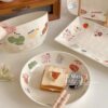 Cute Ceramic Plate, Dish Plate, Household Plate, Ins Style Tableware, Creative Fruit Square Plate, Particularly Beautiful Dinner Plate