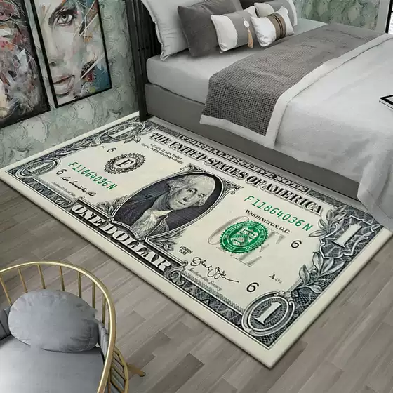 Cross-border creative banknote bedroom bedside blanket US dollar long fun carpet floor mat hotel youth travel decoration bay window mat