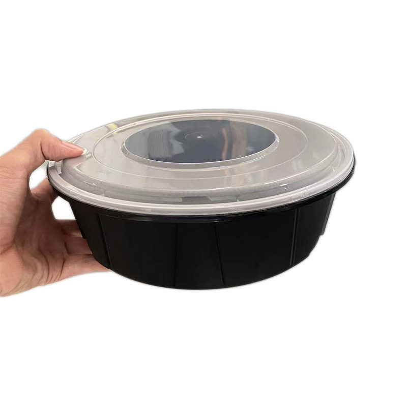 Disposable Lunch Box Plastic Food Container Round Bowl-Shaped Takeout Soup Bowl with Anti-Theft Lock Lunch Box Crayfish Takeaway Fruit Salad