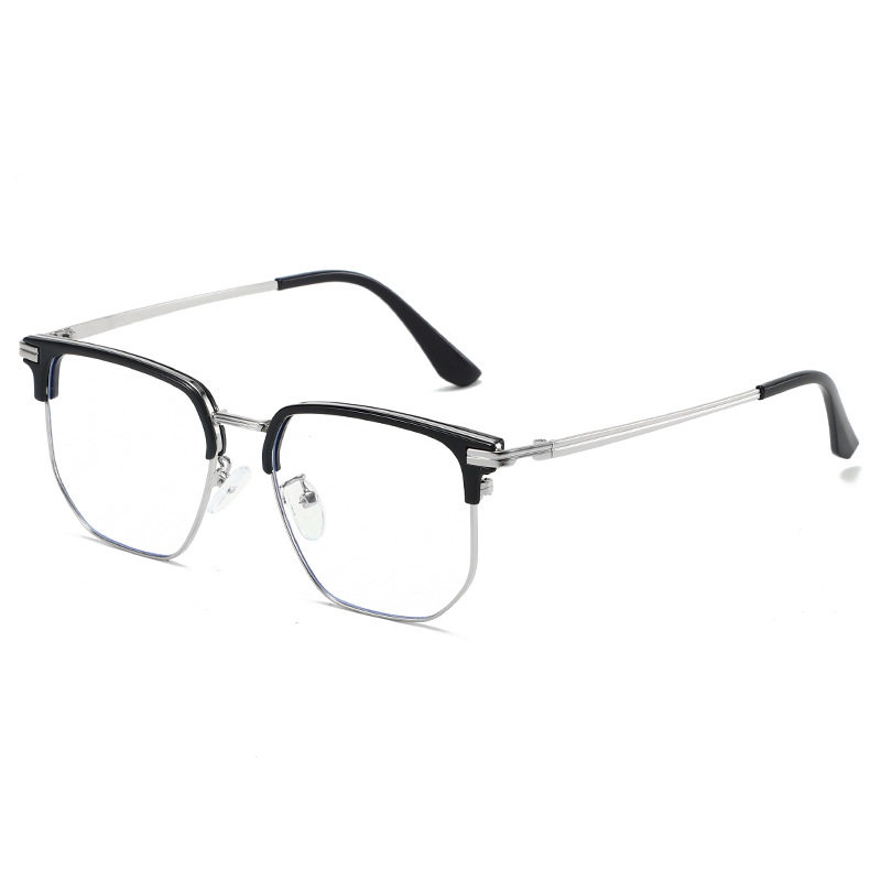 Ultra-light half-frame gentle glasses men's myopia can match the degree of handsome super-large frame eyes frame big face thin