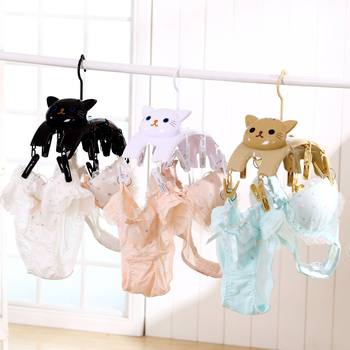 Clothes rack wholesale cat multi-head hanging drying rack home cartoon multifunctional windproof underwear underwear drying rack