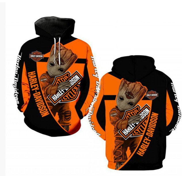 temu新款外贸春秋季男卫衣3D印花套头卫衣连帽衫厂家直销