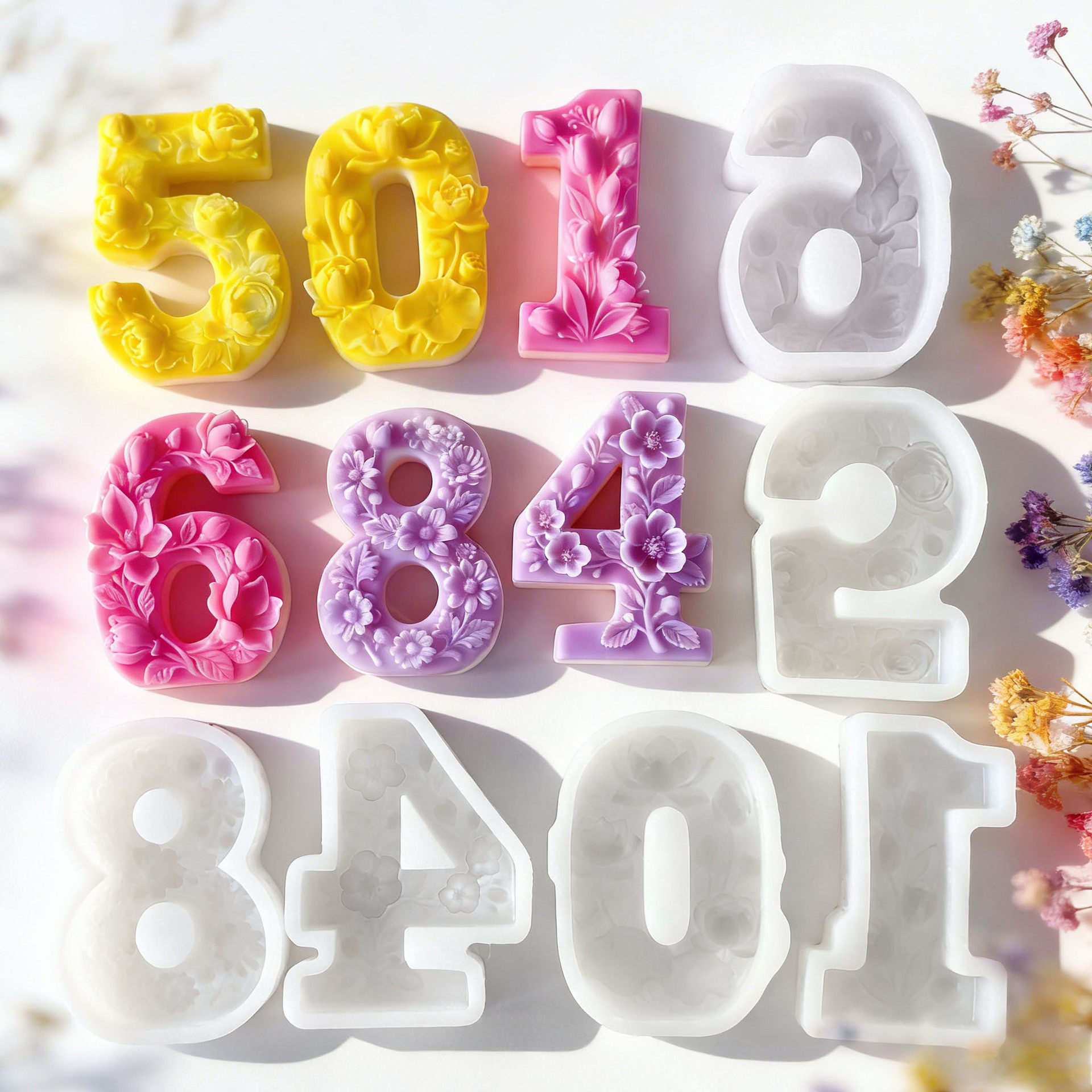 Силиконовая форма для цифровой свечи Jiahuimei diy birthday Digital Scented Candle Decoration Mold Изображение 1