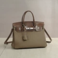 Khaki Crocodile-Pattern 25CM Silver Hardware