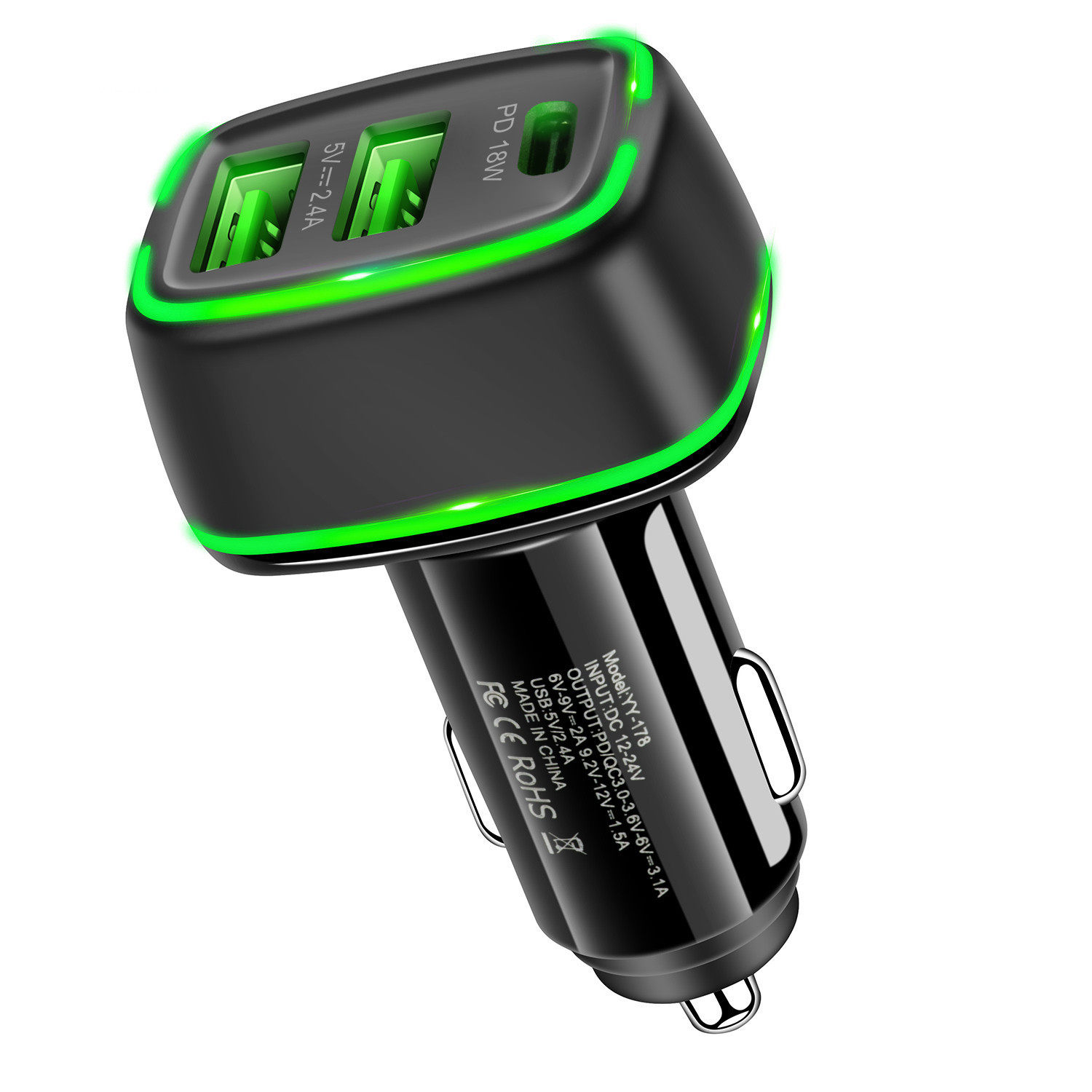 PD CAr ChArger 5v3.1A ChArging with PD QC Output