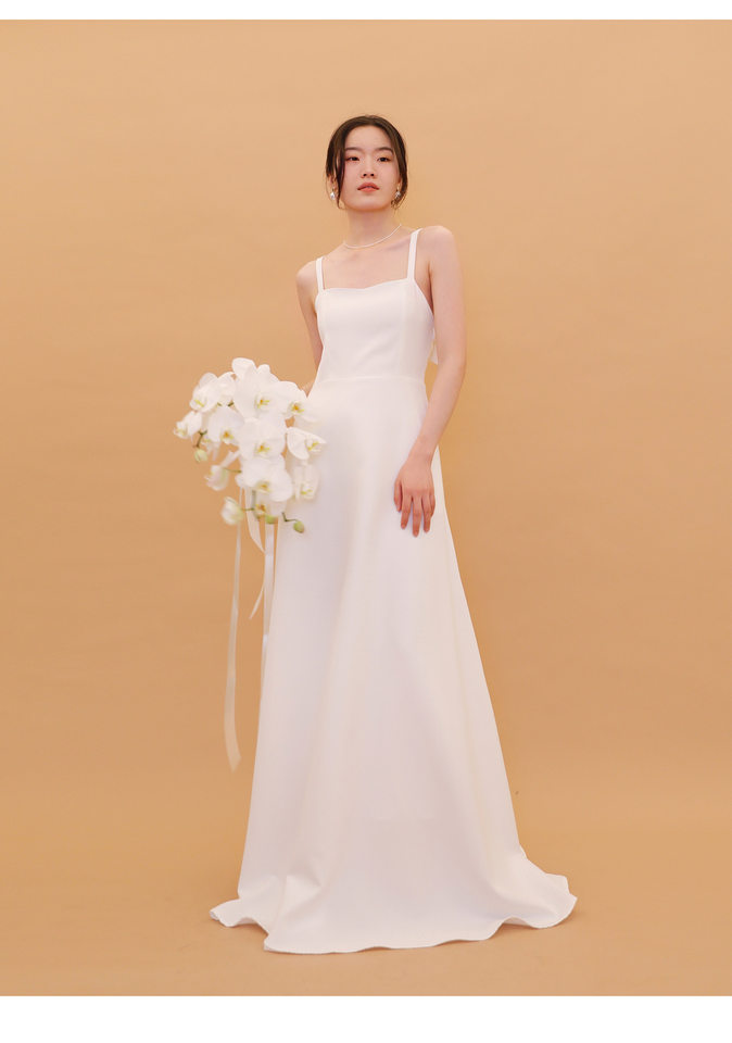 Váy Cưới/Đầm Cưới Hở Lưng Nơ Lớn Dáng Dài Màu Trắng chi tiết 9