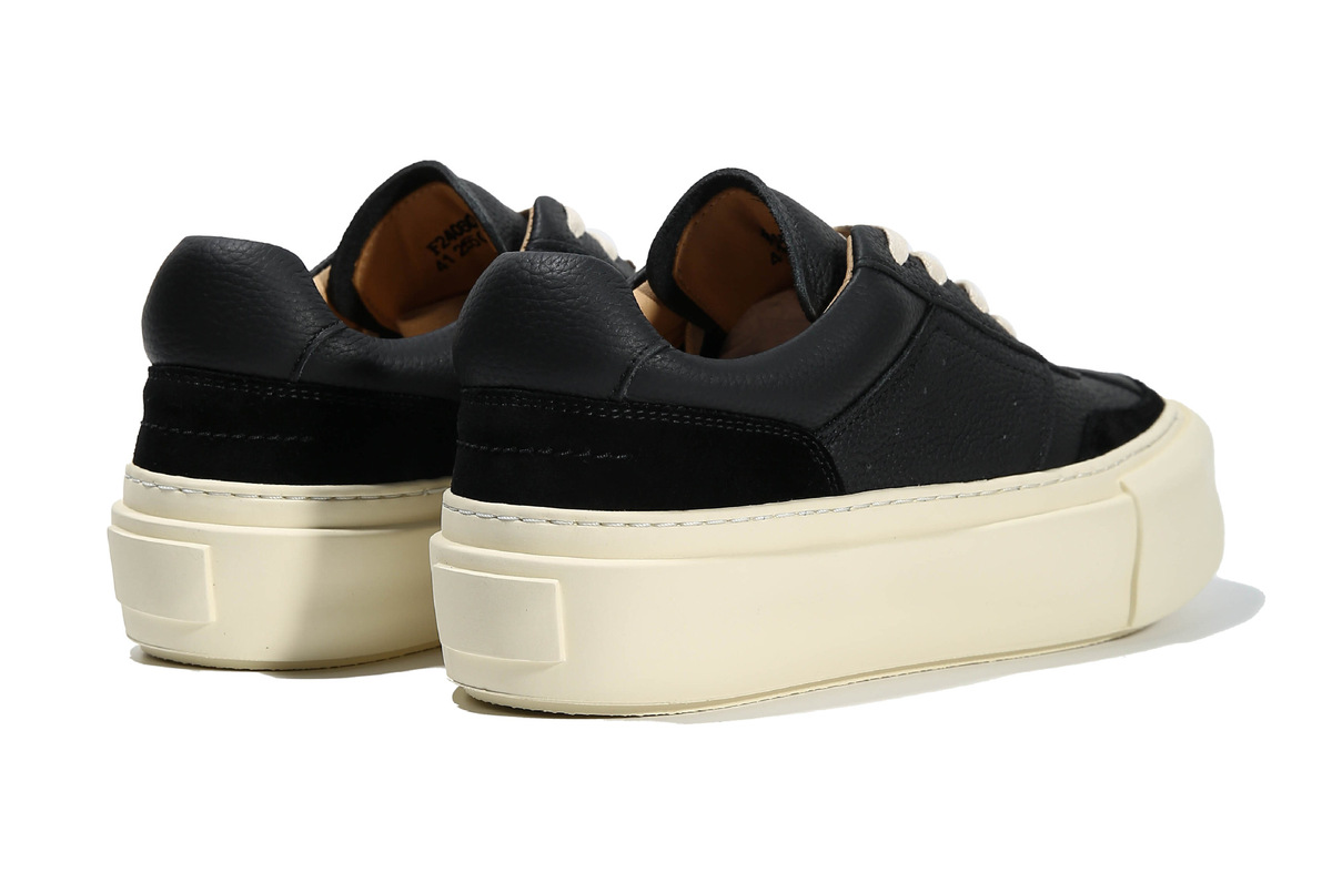Giày sneaker nam da thật đế dày kiểu Âu phong cách tối giản — Màu đen, Màu trắng