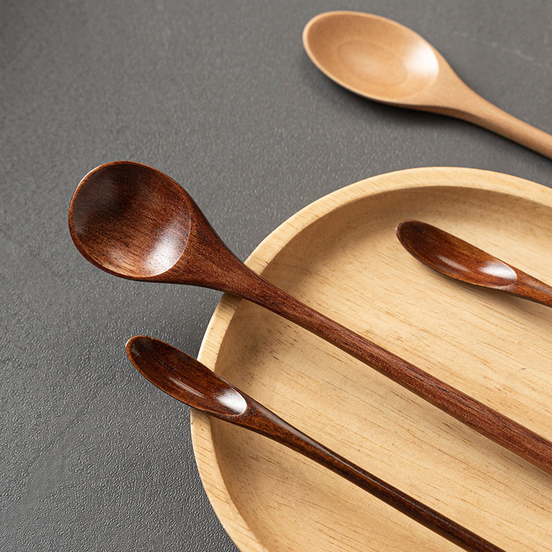 Long handle creative wooden milk tea spoon manufacturers supply mixing long wooden spoon Japanese coffee spoon honey wooden spoon