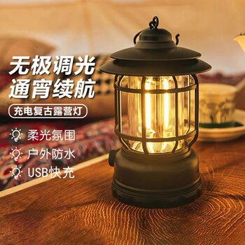 Douyin Popular Camping Style Lamp Atmosphere Lamp Flame Camping Style Lamp Tent Retro Horse Lantern Outdoor Rechargeable Portable Lamp Gift