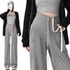 Maternity Pants for Spring and Autumn, Suitable for Wearing Outside, Can Be Worn after Giving Birth, Winter Fleece-Lined, Loose Casual Drawstring Straight Wide-Leg Pants