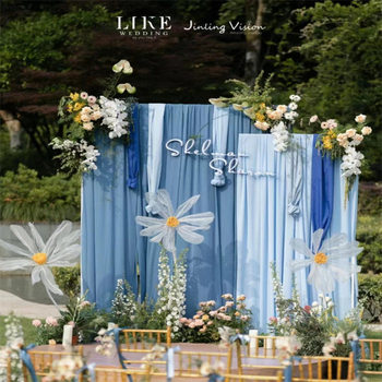 Wedding Milk Silk Stretch Fabric Korean Gauze Stage Background Decoration Wedding Hall Decoration Curtain Arch Hotel