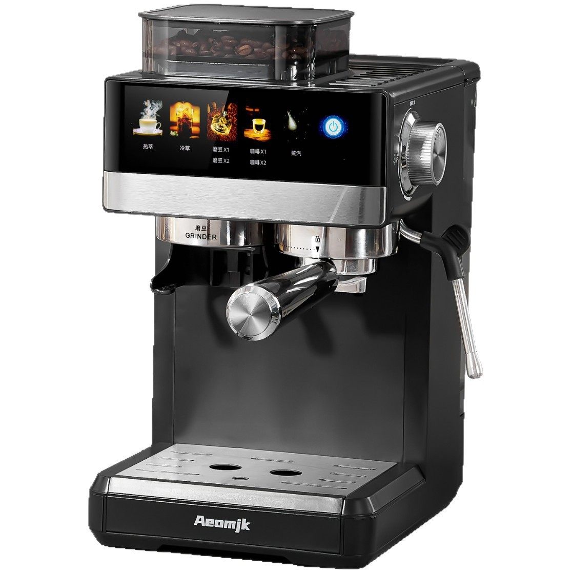 Aeomjk Temperature-Controlled Semi-Automatic Cold Brew Grinding Integrated Italian-Style Home and Commercial Pump-Type Steam Milk Frother Coffee Machine