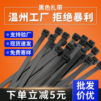 Wenzhou Factory Wholesale Black Cable Ties Plastic Bundling Fixed Cable Ties Cold-Resistant Strangulation Nylon