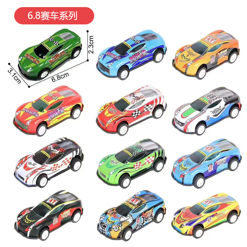 跨境迷你合金赛车铁皮车儿童回力赛车多款式仿真卡通小汽车批发